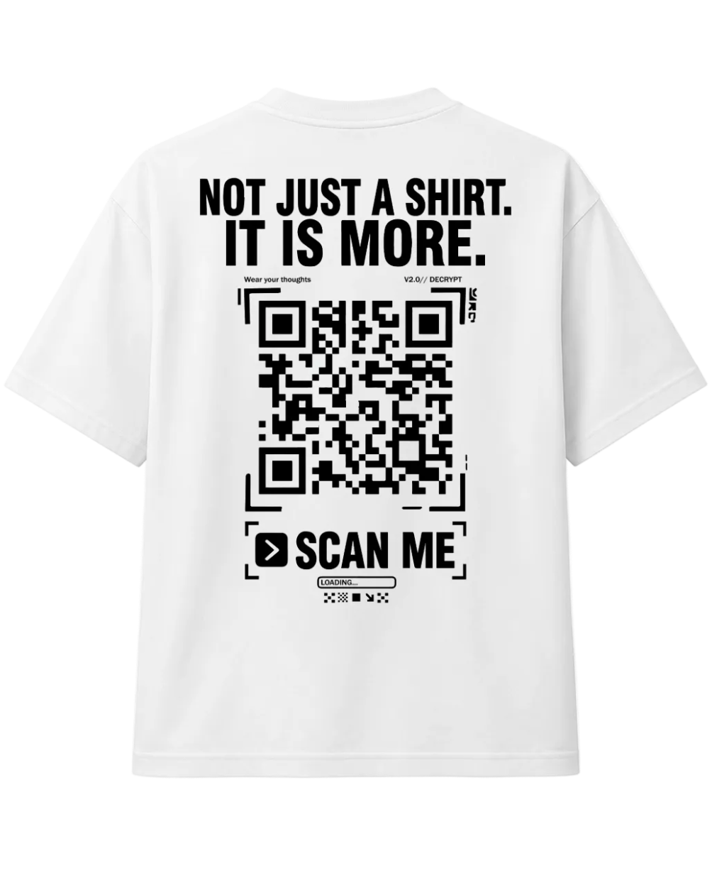 TAG ME TEE - Glitch White QR Code T-Shirt